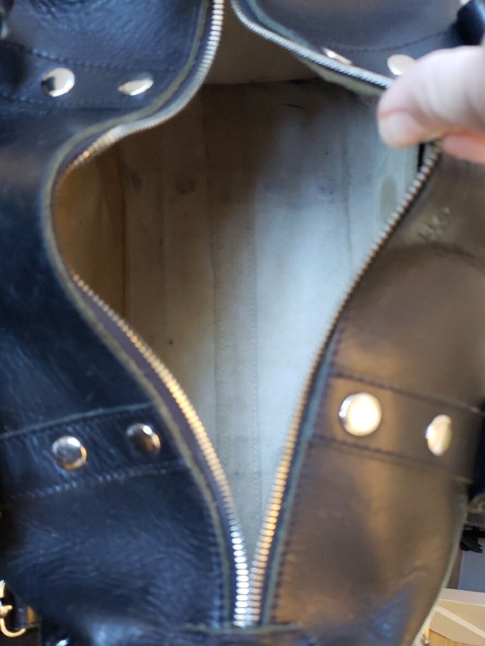 Hammitt Black Leather Studded Satchel with Silver Hardware - Picture 13 of 14